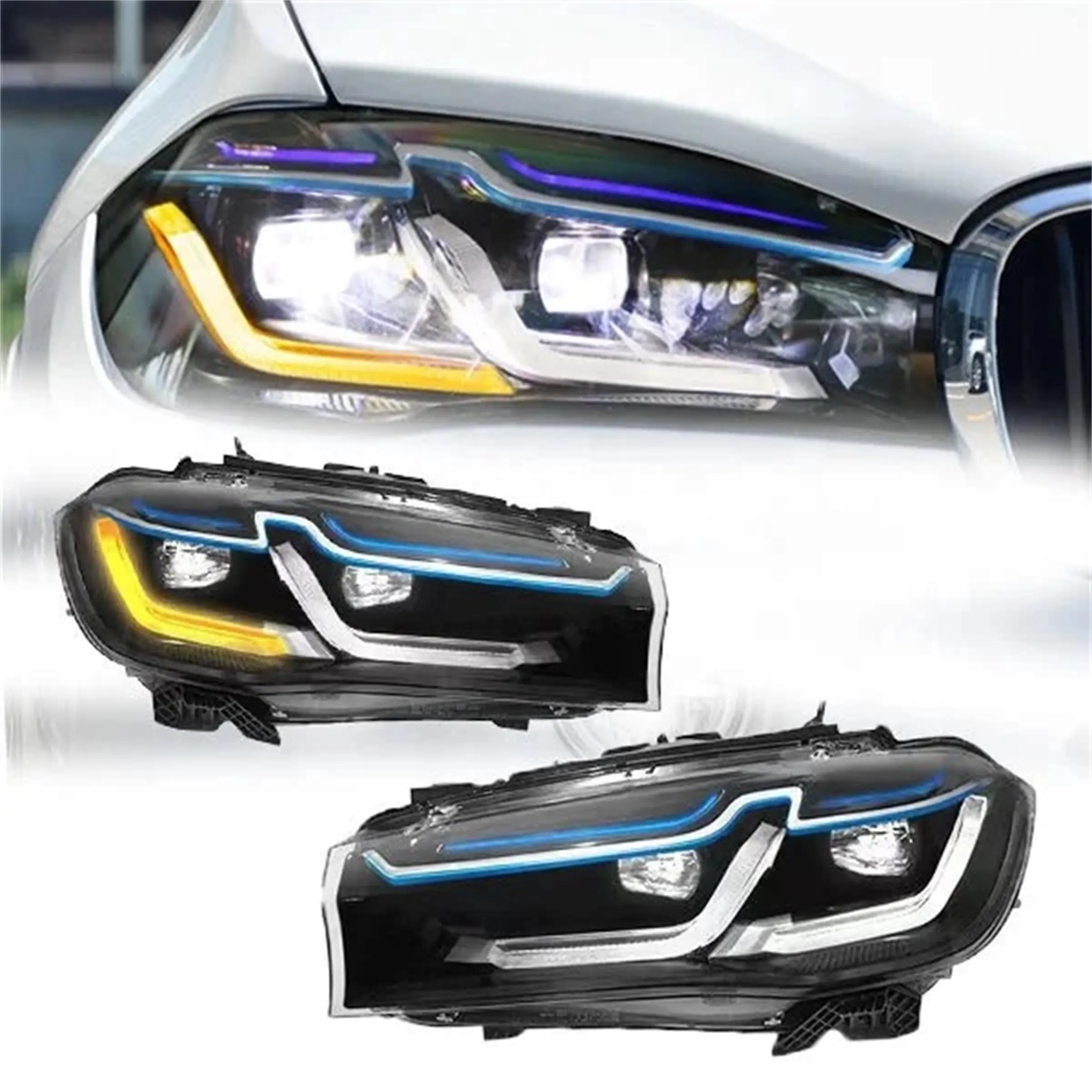 Lâmpadas led carro auto faróis led farol modificado para bmw x5 f15 2014-2017 atualização para G30 DRL