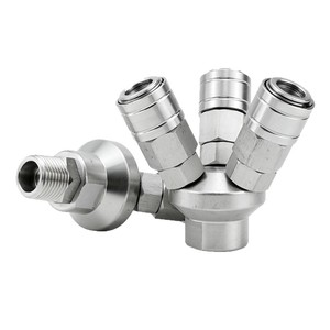 Zonye Stainless Steel Self Locking Round Tee 304 <b>Quick</b> Coupler Pneumatic <b>Connector</b> For Air Compressor - Product Image 5
