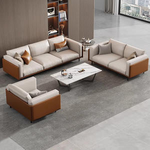 Conjunto de Sofás de Oficina en Cuero con Esponja de Alta Densidad, Muebles Duraderos para Recepción y Salón - Product Image 1