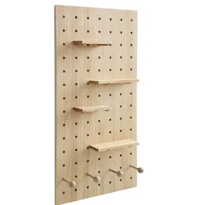 KEWAY Pegboard de madeira grande para montagem na parede, organizador, agulha de parede, prateleira, agulha para ped