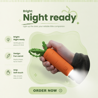 Nouvelle Arrivée Lampe Torche Porte-clés Rechargeable en Forme de Carotte, Mignonne Lampe de Nuit LED en Silicone pour Enfants, Idéal Cadeau