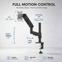 Bras de moniteur à mouvement complet, ressort mécanique simple, réglable en hauteur, fixation par pince de bureau pour écran LED/LCD de 17 à 32 pouces