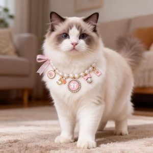 패션 진주 구슬 고양이 개 목걸이 활 크라운 펜던트-새끼 고양이 강아지 생일 파티를위한 귀여운 애완 동물 목걸이 - Product Image 2