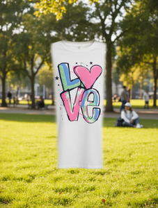 T-Shirt Unisex Oversize con Stampa Love, Manica Corta, Collo Tondo, 100% Cotone Jersey, Vestibilità Ampia per Tutte le Stagioni - Product Image 2