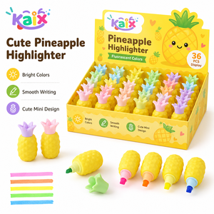 Surligneurs fluorescents mignons <span class=keywords><strong>en</strong></span> forme d'ananas KAIX, pointe biseautée, couleurs vives, pour notes d'étudiant (vente <span class=keywords><strong>en</strong></span> gros) - Product Image 5