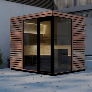 Sauna électrique extérieur avec vestiaire - Design finlandais, fenêtre en verre, durable - Product Image 4