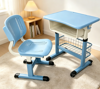 Ensemble chaise et table d'école primaire, couleur bleue, hauteur réglable, robuste et durable, mobilier de classe scolaire