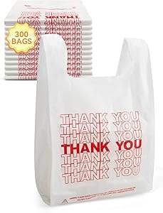Gracias Bolsas de plástico con asas 12 "x 6" x 22 "15 Mic Bolsas de comestibles blancas-Ideal para tiendas de comestibles Restaurantes minoristas - Product Image 3