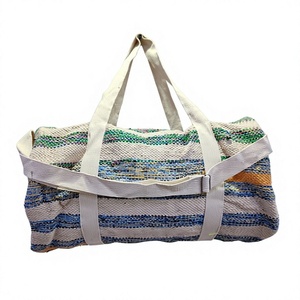 Handmade Textile <b>Weekender</b> Duffel <b>Bag</b> Multi Color Stripe Pattern Large Capacity Zipper Closure <b>Travel</b> Shoulder Strap <b>travel</b> <b>bag</b> - Product Image 5