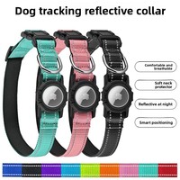 Collier pour chien AirTag en nylon, réfléchissant, imperméable, avec housse transparente, anti-perte, localisateur d'animaux, toutes saisons, monochrome, vente chaude
