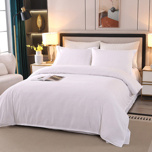 Biancheria da letto per Hotel in cotone egitto personalizzato in quattro pezzi con copripiumino bianco federa federa <span class=keywords><strong>Set</strong></span> Kit singolo doppia persona - Product Image 3