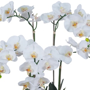 Oh nghệ thuật phong cách hiện đại lụa phong lan nhân tạo với nồi gốm trắng cho đám cưới trang trí nội thất - Product Image 3