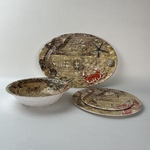 Placa de melamina redonda martillada barata segura con impresión de <span class=keywords><strong>mariscos</strong></span> personalizada de fábrica de 10,6 pulgadas - Product Image 2