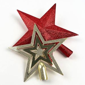 Árbol de Navidad Promocional para Decoración, Dorado y Rojo con Brillantina, Plástico, Hermosa Estrella - Product Image 2