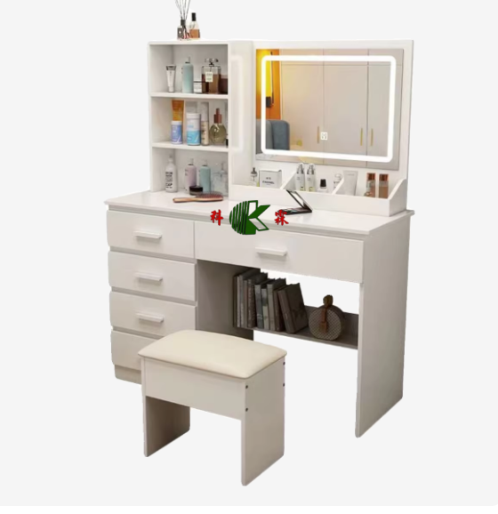 Modern Fluted Vanity Desk with Large