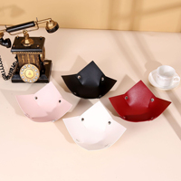 Boîte de rangement carrée pliable en cuir PU, plateau de rangement créatif pour bureau, organisateur multi-usages pour bijoux, clés, pièces de monnaie