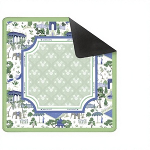 Tapis de mahjong antidérapant bleu à motif floral et oiseaux avec sac de transport pour jeux de poker et de dominos pour hommes, réduction du bruit - Product Image 4