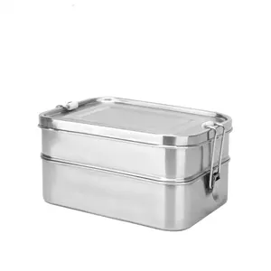 Double-Layer 18/8 Ss Lunchbox Extra Grote Lekvrij Kids Vacuüm Voedsel Container