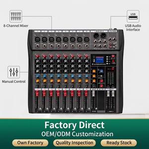Console de mixage PA compacte 8 canaux avec indicateur de niveau LED, sortie AUX, lecteur USB pour système de sonorisation scolaire et d'église - Product Image 5