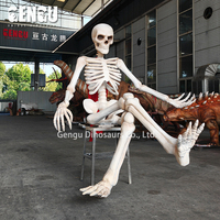 Squelette animatronique personnalisé grandeur nature, figurine réaliste pour décoration de maison hantée d'Halloween, idéal pour exposition d'horreur