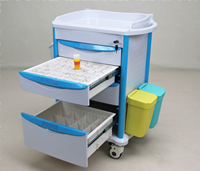 Chariot médical multifonctionnel HOCHEY MEDICAL CM-12B, chariot médical mobile avec tiroirs verrouillables, bacs à déchets pour les soins aux patients