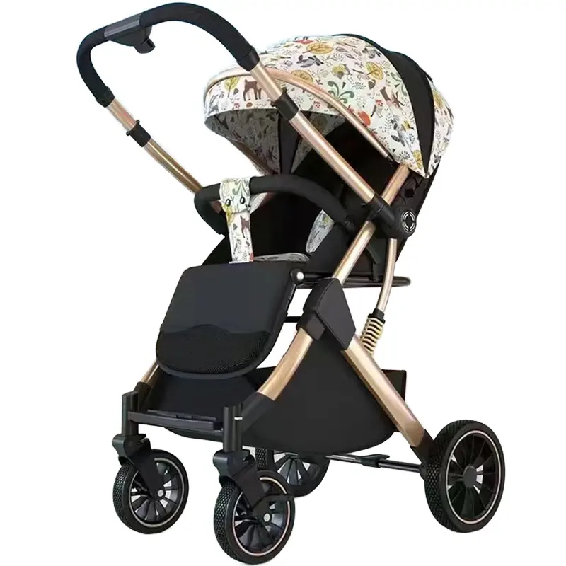 2023 Draagbare Cartoon Paraplu Kinderwagen Lichtgewicht Katoenen Rubberen Kinderwagen Kinderen Stalen Frame Leverancier Zak Kinderwagen