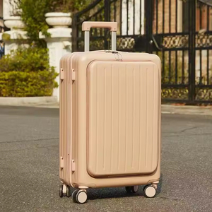 Valise de <span class=keywords><strong>voyage</strong></span> multifonctionnelle à ouverture frontale avec roulettes silencieuses, port de charge USB, porte-téléphone et porte-gobelet – Vente en gros de bagages - Product Image 4