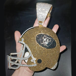 מותאם אישית כדורגל קנזס ראשי גדול שקוף קריסטל קסדת 6 אינץ גדול תליון כדורגל ליגת שרשרת תכשיטים - Product Image 5