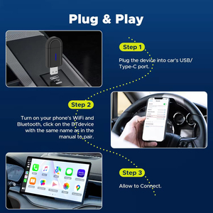 Adaptateur sans fil double USB a Type C 2 en 1 Carplay Android Auto pour apple Ai Box Adaptateur netflix toyota jeep - Product Image 3