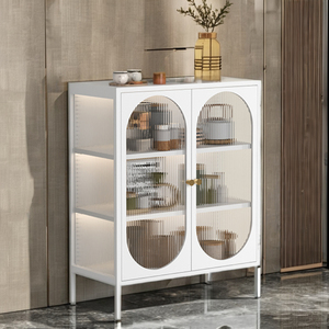 Salon moderne résistance au feu et à la rouille vaisselle en acier réglable rangement vaisselle pieds hauts armoires de cuisine buffet - Product Image 2