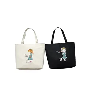 Wholesale custom cotton canvas tote bag eco cotton shopper bag with zip