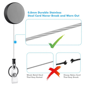 Carrete de insignia retráctil Yoyo redondo de Metal gris plateado con llavero y portatarjetas de identificación Clip trasero portatarjetas - Product Image 3