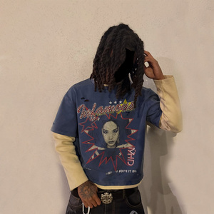 Maßgefertigtes Übergroßes Boxy <span class=keywords><strong>T</strong></span>-Shirt mit <span class=keywords><strong>Crack</strong></span>-Print, Baumwolle, Acid-Wash, Distressed-Look, Thermische Doppelschicht-Waffelstrick Langarm-Shirt für Herren - Product Image 4