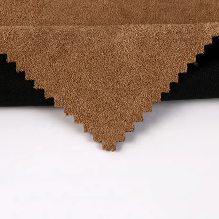 Compound double sided durable black brown elastic stretch suede cloth fabric polyester supplier