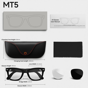 Gafas Inteligentes MT5 con Estuche de Carga de Cuero de 2000 mAh, Traducción IA en Tiempo Real, Asistente de Voz, Música, Llamadas Bluetooth, para Hombres y Mujeres, para Viajes - Product Image 4