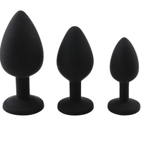 Mini plug anal en silicone noir avec gemme, jouet pour le derrière