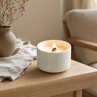 Pot à bougie en céramique blanc minimaliste nordique de taille moyenne