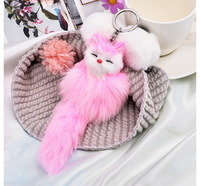 Porte-clés renard en peluche douce, pendentif mignon pour voiture et breloque de sac à dos, cadeau souvenir de vacances, emballé individuellement, logo personnalisé, vente en gros