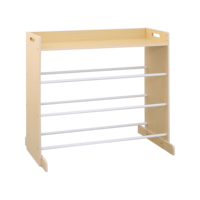Organisateur de jouets en bois, organisateur de rangement pour jouets avec 9 bacs en plastique, solution de rangement à 3 niveaux