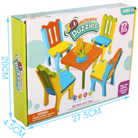 Ensemble de table et chaises en mousse EVA 3D pour enfants, blocs de construction miniatures, meubles de maison de poupée