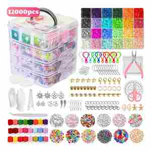 Kit de fabrication de bijoux DIY 3 couches : boîte à bijoux, perles, colliers, bracelets, boucles d'oreilles, breloques, porte-clés - Product Image 1