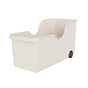 Modern Simple Design <b>Plastic</b> Rectangle Shape Kitchen Storage BoxWith <b>Wheels</b> Under-Sink Angled Storage Basket for Utensils - Product Image 1