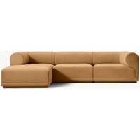 Canapé d'angle moderne de luxe en tissu avec structure en bois, design inclinable, ensemble de meubles d'intérieur pour salon
