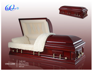 Ataúd Funerario Profesional URD-A488 Estilo Americano con Interior de Terciopelo Crema, Diseño Ecológico y Construcción Duradera - Product Image 2