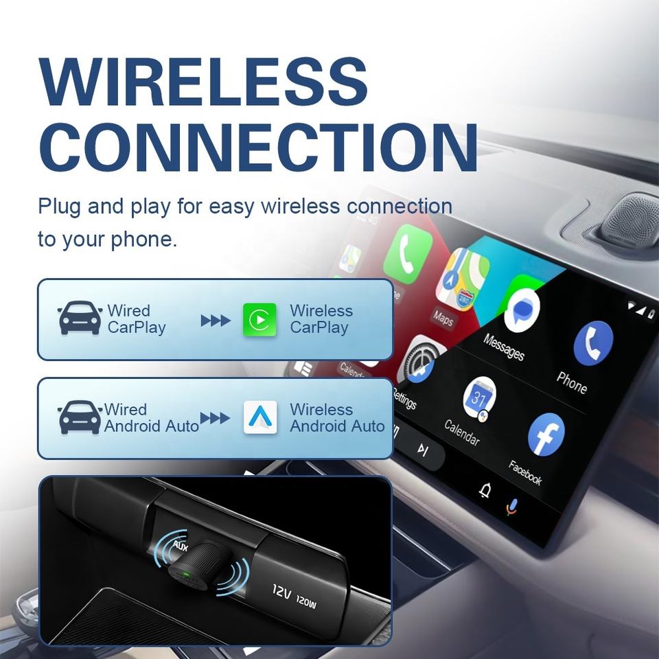 Wireless USB Adapter CarPlay / Android Auto Smart Car Connectivity Box ...
