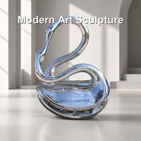 Sculpture abstraite de cygne en acier inoxydable de style européen moderne, poli miroir 8K, couleur personnalisée, décoration de jardin, hôtel, paysage