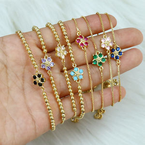 Bracelets fins en or rempli 18 carats, fleurs délicates, réglables, bijoux pour femmes, zircon pavé, bracelet <span class=keywords><strong>Daizy</strong></span> - Product Image 2