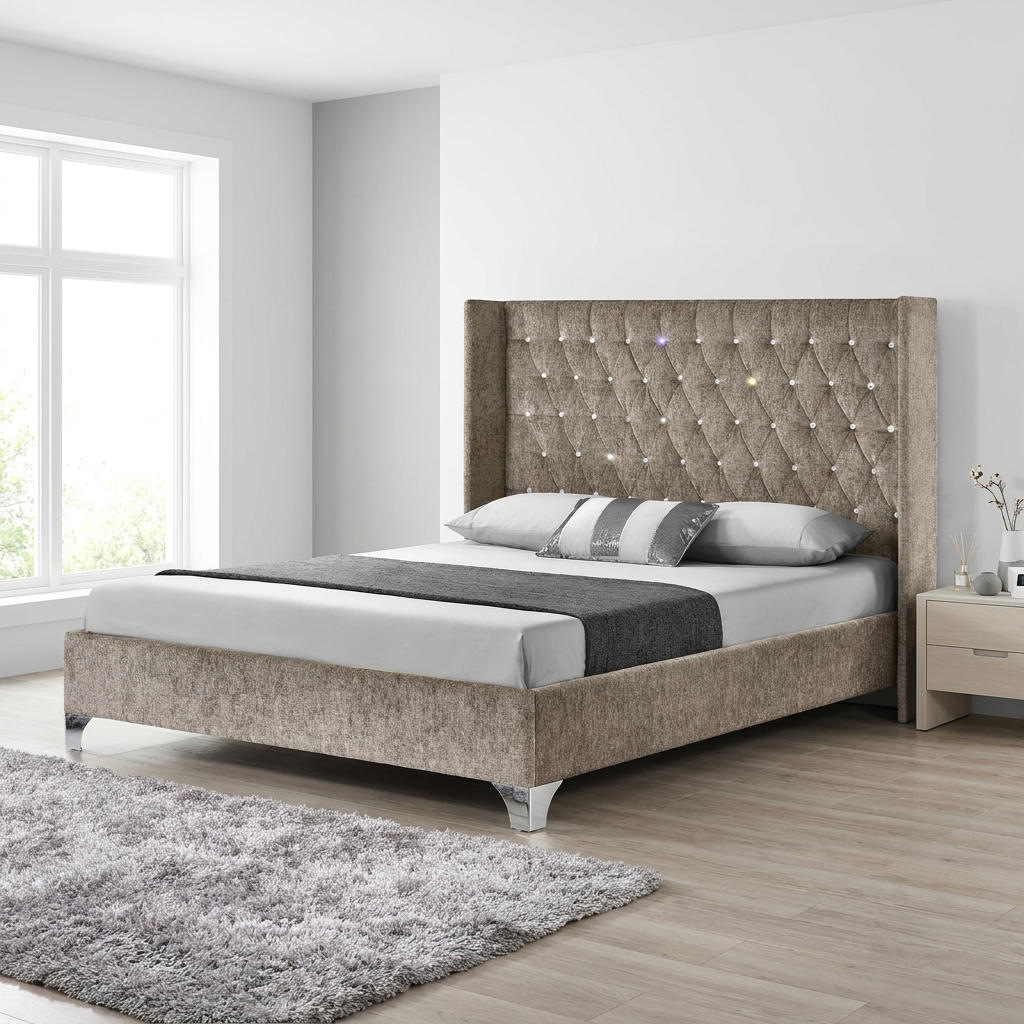 Modern Velvet Upholstered Queen & King Size Bed with Gas Lift Storage – Button Tufted Wingback Platform Bed Frame for Bedroom Furniture - View 3