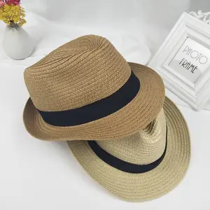 Özel İngiliz panama şapka erkekler ve kadınlar hasır şapka toptan yaz plaj güneş koruyucu küçük hasır şapkalar