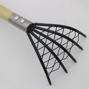 Râteau <span class=keywords><strong>à</strong></span> <span class=keywords><strong>palourdes</strong></span> <span class=keywords><strong>à</strong></span> 5 dents avec filet en maille, râteau de plage manuel en bois pour creuser les <span class=keywords><strong>palourdes</strong></span>, les huîtres et les fruits de mer - Product Image 4